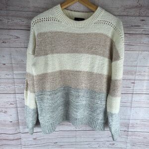 Fate Sweater Oversized Striped Crew Neck Women’s Sz M Long Sleeves Cozy
